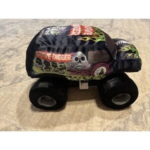 Monster Jam Plush Stuffed Pillow Gravedigger Truck 13" Long